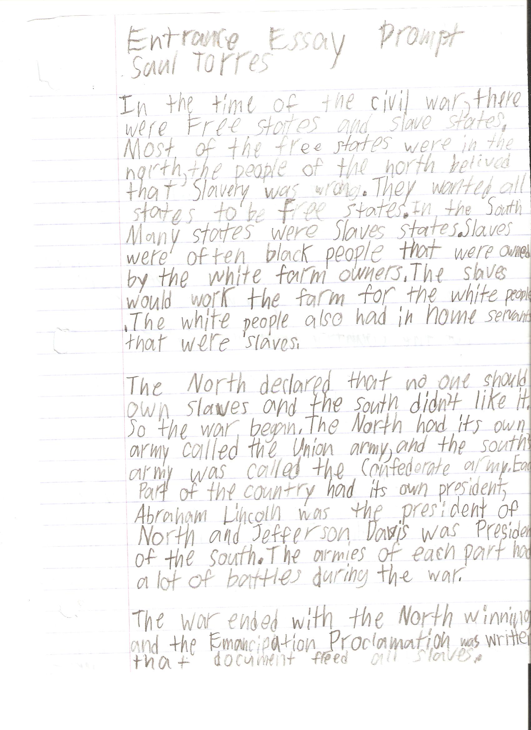 5th grade personal essay